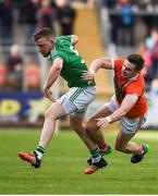25 June 2017; Aidan Breen of Fermanagh in action against Ciaran O'Hanlon of Armagh during the GAA Football All-Ireland Senior Championship Round 1B match between Armagh and  Fermanagh at the Athletic Grounds in Armagh. Photo by Philip Fitzpatrick/Sportsfile