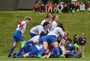 25 June 2017; Players of Metropolitan girls League team celebrate at the end of the U.16 final at the Fota Island Resort FAI Gaynor Cup at the University of Limerick in Limerick. Photo by David Maher/Sportsfile