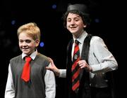 18 February 2012; Members of the Caisleán Ruairí GAA Club, Rostrevor, Co. Down, Eoin Rice, left, and Michael McNally, performing in the 'Novelty Act' competition in the All-Ireland Scór na nÓg Final 2012. Royal Theatre & Events Centre, Castlebar, Co. Mayo. Picture credit: Ray McManus / SPORTSFILE
