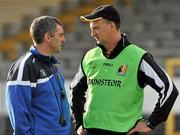19 February 2012; Munster manager Liam Sheedy, left, speaking with Leinster manager Joe Dooley after the final whistle. M Donnelly GAA Hurling All-Ireland Interprovincial Championship Semi-Final, Leinster v Munster, Nowlan Park, Kilkenny. Picture credit: Barry Cregg / SPORTSFILE