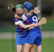 19 February 2012; Waterford Institute of Technology players Marguerite Doyle and Katrina Parrock, right, celebrate after the game. 2012 Ashbourne Cup Final, University of Limerick v Waterford Institute of Technology, Waterford IT, Waterford. Picture credit: Matt Browne / SPORTSFILE