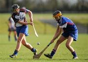 19 February 2012; Ruth Jones, Waterford Institute of Technology, in action against Lisa Bolger, University of Limerick. 2012 Ashbourne Cup Final, University of Limerick v Waterford Institute of Technology, Waterford IT, Waterford. Picture credit: Matt Browne / SPORTSFILE