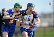 19 February 2012; Niamh Richardson, University of Limerick, in action against Denise Gaule, Waterford Institute of Technology. 2012 Ashbourne Cup Final, University of Limerick v Waterford Institute of Technology, Waterford IT, Waterford. Picture credit: Matt Browne / SPORTSFILE