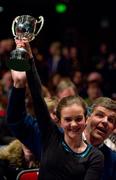 18 February 2012; Fiona Hogan, a member of the Crecora GAA Club, Co. Limerick team, with the cup after winning the 'Figure Dancing' competition during the All-Ireland Scór na nÓg Final 2012. Royal Theatre & Events Centre, Castlebar, Co. Mayo. Picture credit: Ray McManus / SPORTSFILE