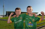 17 June 2017; Meath supporters Tadhg Coyle, left, and Cian Blake, from Ballincree, before the Leinster GAA Football Senior Championship Semi-Final match between Meath and Kildare at Bord na Móna O'Connor Park in Tullamore, Co Offaly. Photo by Piaras Ó Mídheach/Sportsfile