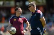 17 June 2017; Westmeath manager Tom Cribbin, right, with selector Emmet McDonnell before the Leinster GAA Football Senior Championship Quarter-Final Replay match between Westmeath and Offaly at TEG Cusack Park in Mullingar, Co Westmeath. Photo by Piaras Ó Mídheach/Sportsfile