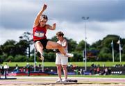 24 June 2017; Niamh O'Neill of Ballyhaunis CS, Ballyhaunis, Co. Mayo, competing in the long jump at the Irish Life Health Tailteann School’s Interprovincial Schools Championships at Morton Stadium in Santry, Dublin. Photo by Ramsey Cardy/Sportsfile