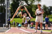 24 June 2017; Beth Sweeney of Soin Hill Blackrock, Dublin, competing in the long jump at the Irish Life Health Tailteann School’s Interprovincial Schools Championships at Morton Stadium in Santry, Dublin. Photo by Ramsey Cardy/Sportsfile