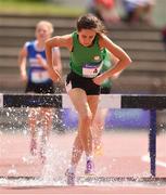 24 June 2017; Roisin Tracey of St Gerard's, Bray, Co. Wicklow, competing in the 1,500 metre steeplechase at the Irish Life Health Tailteann School’s Interprovincial Schools Championships at Morton Stadium in Santry, Dublin. Photo by Ramsey Cardy/Sportsfile