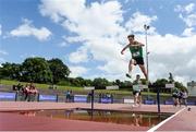 24 June 2017; Aaron Donnelly of Bray, Co. Wicklow, leads  the 1,500 metre steeplechase at the Irish Life Health Tailteann School’s Interprovincial Schools Championships at Morton Stadium in Santry, Dublin. Photo by Ramsey Cardy/Sportsfile