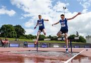 24 June 2017; Conor Mullaney of Blackwater C.S, Lismore, Co. Waterford, left, and Oisin Spillane of Mercy Mount Hawk, Tralee, Co. Kerry, competing in the 1,500 metre steeplechase at the Irish Life Health Tailteann School’s Interprovincial Schools Championships at Morton Stadium in Santry, Dublin. Photo by Ramsey Cardy/Sportsfile