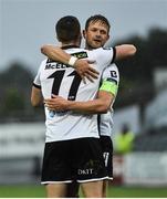26 June 2017; Patrick McEleney of Dundalk celebrates with teammate Dane Massey after scoring his side's second goal during the SSE Airtricity League Premier Division match between Dundalk and Galway United at Oriel Park in Dundalk. Photo by David Maher/Sportsfile