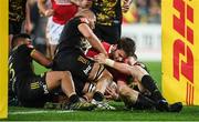 27 June 2017; Iain Henderson of the British & Irish Lions is held up short of the try line during the match between Hurricanes and the British & Irish Lions at Westpac Stadium in Wellington, New Zealand. Photo by Stephen McCarthy/Sportsfile