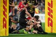 27 June 2017; Iain Henderson of the British & Irish Lions is held up short of the try line during the match between Hurricanes and the British & Irish Lions at Westpac Stadium in Wellington, New Zealand. Photo by Stephen McCarthy/Sportsfile