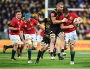 27 June 2017; Iain Henderson of the British & Irish Lions is tackled by Brad Shields of the Hurricanes during the match between Hurricanes and the British & Irish Lions at Westpac Stadium in Wellington, New Zealand. Photo by Stephen McCarthy/Sportsfile