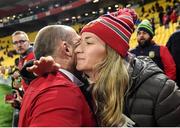27 June 2017; Rory Best of the British & Irish Lions with his wife Jodie following the match between Hurricanes and the British & Irish Lions at Westpac Stadium in Wellington, New Zealand. Photo by Stephen McCarthy/Sportsfile