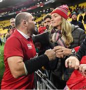 27 June 2017; Rory Best of the British & Irish Lions with his wife Jodie following the match between Hurricanes and the British & Irish Lions at Westpac Stadium in Wellington, New Zealand. Photo by Stephen McCarthy/Sportsfile