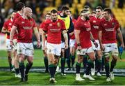 27 June 2017; British and Irish Lions players, including Dan Biggar, centre, following the match between Hurricanes and the British & Irish Lions at Westpac Stadium in Wellington, New Zealand. Photo by Stephen McCarthy/Sportsfile