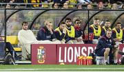 27 June 2017; British and Irish Lions substitutes, from left, Allan Dell, Kristian Dacey, Gareth Davies, Cory Hill watch on during the match between Hurricanes and the British & Irish Lions at Westpac Stadium in Wellington, New Zealand. Photo by Stephen McCarthy/Sportsfile