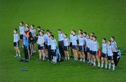 4 February 2012; The Dublin team stand for the National Anthem before the game. Allianz Football League, Division 1, Round 1, Dublin v Kerry, Croke Park, Dublin. Picture credit: Ray McManus / SPORTSFILE