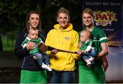 30 June 2017; The WGPA has joined force with Pat The Baker as part of a five year deal. This is the first of its kind for women in sport in Ireland and the revenue share arrangement will see a percentage of all sales go towards the WGPA Player Development Programme. Players in every county squad are now supported off the pitch through WGPA services including careers advice, scholarships, personal coaching, counselling and skills workshops, all of which helps players reach their potential in their professional and personal lives. Pictured in attendance are sisters and Limerick camogie players, from left, Judith Mulcahy, Claire Cronin, with sons Finn and Cillian, age 6 months, and Niamh Mulcahy, at the Herbert Park Hotel in Dublin. Photo by Seb Daly/Sportsfile