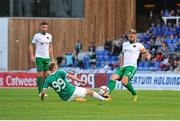 29 June 2017; Greg Bolger of Cork City in action against Evgeni Kobzar of Levadia Tallinn during the Europa League First Qualifying Round first leg match between Levadia Tallinn and Cork City at Pärnu Rannastaadion in Parnu, Estonia. Photo by Doug Minihane/Sportsfile