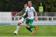 29 June 2017; Kevin O'Connor of Cork City in action against Pavel Marin of Levadia Tallinn during the Europa League First Qualifying Round first leg match between Levadia Tallinn and Cork City at Pärnu Rannastaadion in Parnu, Estonia. Photo by Doug Minihane/Sportsfile