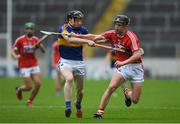 29 June 2017; Conor O'Callaghan of Cork in action against Jerome Cahill of Tipperary during the Electric Ireland Munster GAA Hurling Minor Championship Semi-Final match between Tipperary and Cork at Semple Stadium in Thurles, Co Tipperary. Photo by Eóin Noonan/Sportsfile