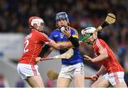 29 June 2017; Ray McCormack of Tipperary in action against Conor O'Callaghan of Cork during the Electric Ireland Munster GAA Hurling Minor Championship Semi-Final match between Tipperary and Cork at Semple Stadium in Thurles, Co Tipperary. Photo by Eóin Noonan/Sportsfile
