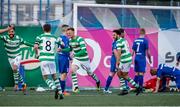 29 June 2017; Gary Shaw of Shamrock Rovers, second from right, celebrates after scoring his side's first goal during the Europa League First Qualifying Round first leg match between Stjarnan and Shamrock Rovers at Stjörnuvöllur, Gardabaer, in Iceland. Photo by Eva Björk/Sportsfile