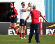 30 June 2017; Owen Farrell and Jonathan Sexton, left, of the British & Irish Lions during their captain's run at Jerry Collins Stadium in Porirua, New Zealand. Photo by Sportsfile