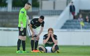 30 June 2017; Hugh Douglas of Bray Wanderers reacts after picking up a blood injury as team-mates Peter Cherrie, left, and Ryan Brennan look on during the SSE Airtricity League Premier Division match between Bray Wanderers and Dundalk at the Carlisle Grounds in Bray, Co Wicklow. Photo by Piaras Ó Mídheach/Sportsfile