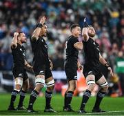 1 July 2017; New Zealand players led by captain Kieran Read perform a 'haka' ahead of the Second Test match between New Zealand All Blacks and the British & Irish Lions at Westpac Stadium in Wellington, New Zealand. Photo by Stephen McCarthy/Sportsfile