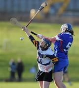 18 February 2012; Sandra Tannian, University College Dublin, in action against Patricia Jackman, Waterford Institute of Technology. 2012 Ashbourne Cup Semi-Final B, Waterford Institute of Technology v University College Dublin, Waterford IT, Waterford. Picture credit: Matt Browne / SPORTSFILE