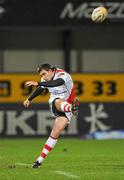 24 February 2012; Ruan Pienaar, Ulster, kicks a penalty. Celtic League, Ulster v Ospreys, Ravenhill Park, Belfast, Co. Antrim. Picture credit: Oliver McVeigh / SPORTSFILE