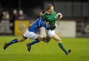 24 February 2012; Grace Davitt, Ireland, is tackled by Michela Sillari, Italy. Women's Six Nations Rugby Championship, Ireland v Italy, Ashbourne RFC, Ashbourne, Co. Meath. Photo by Sportsfile