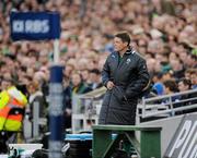 25 February 2012; Ireland's Ronan O'Gara, who came on for his 118th cap, waits for the call before joining the game. RBS Six Nations Rugby Championship, Ireland v Italy, Aviva Stadium, Lansdowne Road, Dublin. Picture credit: Ray McManus / SPORTSFILE