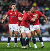 1 July 2017; Kyle Sinckler is restrained by his British & Irish Lions team-mates Jamie George, Conor Murray and Sean O'Brien during the Second Test match between New Zealand All Blacks and the British & Irish Lions at Westpac Stadium in Wellington, New Zealand. Photo by Stephen McCarthy/Sportsfile