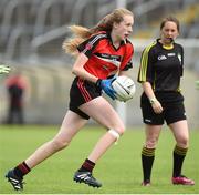 25 June 2017; Katie Lynch of Killygarry, Co. Cavan in action against Westport, Co. Mayo during the Girls Division 1 Shield Final at the John West Peile na nÓg national competition which took place this weekend across Cavan, Fermanagh and Monaghan. This is the second year that the Féile na nGael and Féile Peile na nÓg have been sponsored by John West, one of the world’s leading suppliers of fish. The competition gives up-and-coming GAA superstars the chance to participate and play in their respective Féile tournament, at a level which suits their age, skills and strengths. Photo by Matt Browne/Sportsfile