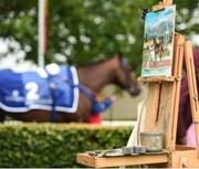 1 July 2017; A detailed view of a painting of a horse near the parade ring ahead of racing at the Dubai Duty Free Irish Derby Festival 2017 on Saturday at the Curragh in Kildare. Photo by Seb Daly/Sportsfile