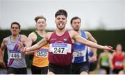 1 July 2017; Shane Fitzsimons, Mullingar Harriers AC, celebrates winning the Men's Undewr23 800m, at the Irish Life Health National Junior & U23 Track & Field Championship 2017 at Tullamore Harriers Stadium in Tullamore, Co Offaly. Photo by Tomás Greally/Sportsfile