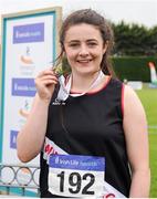 1 July 2017; Michaela Walsh, Swinford AC, Co.Mayo, winner of the Junior Women Hammer event with a new junior record of 63.01m, at the Irish Life Health National Junior & U23 Track & Field Championship 2017 at Tullamore Harriers Stadium in Tullamore, Co Offaly. Photo by Tomás Greally/Sportsfile