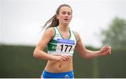 1 July 2017; Ciara Neville, 177, Emerald AC, crosses the line to win the Junior Women's 100m, at the Irish Life Health National Junior & U23 Track & Field Championship 2017 at Tullamore Harriers Stadium in Tullamore, Co Offaly. Photo by Tomás Greally/Sportsfile