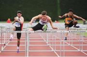 1 July 2017; Matthew Behan, centre, Crusaders AC, on his way to winning the Men's Under 23 110m Hurdles, at the Irish Life Health National Junior & U23 Track & Field Championship 2017 at Tullamore Harriers Stadium in Tullamore, Co Offaly. Photo by Tomás Greally/Sportsfile