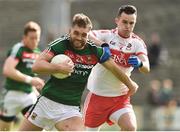 1 July 2017; Aidan O'Shea of Mayo in action against Carlus McWilliams of Derry during the GAA Football All-Ireland Senior Championship Round 2A match between Mayo and Derry at Elverys MacHale Park, in Castlebar, Co Mayo. Photo by David Maher/Sportsfile