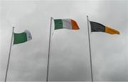1 July 2017; The Tricolour, centre, Limerick, left, and Kilkenny flags flutter in the wind before the GAA Hurling All-Ireland Senior Championship Round 1 match between Kilkenny and Limerick at Nowlan Park in Kilkenny. Photo by Ray McManus/Sportsfile