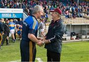 1 July 2017; Tipperary manager Michael Ryan exchanges a handshake with Westmeath manager Michael Ryan after the GAA Hurling All-Ireland Senior Championship Round 1 match between Tipperary and Westmeath at Semple Stadium in Thurles, Co Tipperary. Photo by Diarmuid Greene/Sportsfile