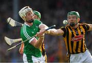 1 July 2017; Cian Lynch of Limerick in action against Joey Holden, left, and Paul Murphy of Kilkenny during the GAA Hurling All-Ireland Senior Championship Round 1 match between Kilkenny and Limerick at Nowlan Park in Kilkenny. Photo by Ray McManus/Sportsfile