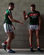1 July 2017; Aidan O'Shea, right, of Mayo congratulates his teammate Caolan Crowe at the end of the GAA Football All-Ireland Senior Championship Round 2A match between Mayo and Derry at Elverys MacHale Park, in Castlebar, Co Mayo. Photo by David Maher/Sportsfile