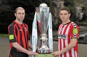 27 February 2012; In attendance at the Airtricity League 2012 launch is Owen Heary, Bohemians, left, and Kevin Deery, Derry City, both teams will face each other during the opening weekend of the Airtricity League Premier Division. Airtricity League 2012 Launch, The Herbert Park Hotel, Ballsbridge, Dublin. Picture credit: David Maher / SPORTSFILE
